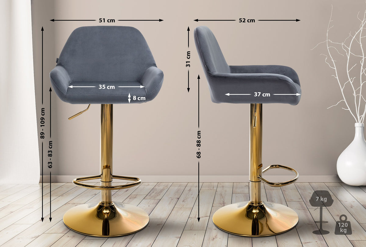 2-pack barstol Braga guld sammet