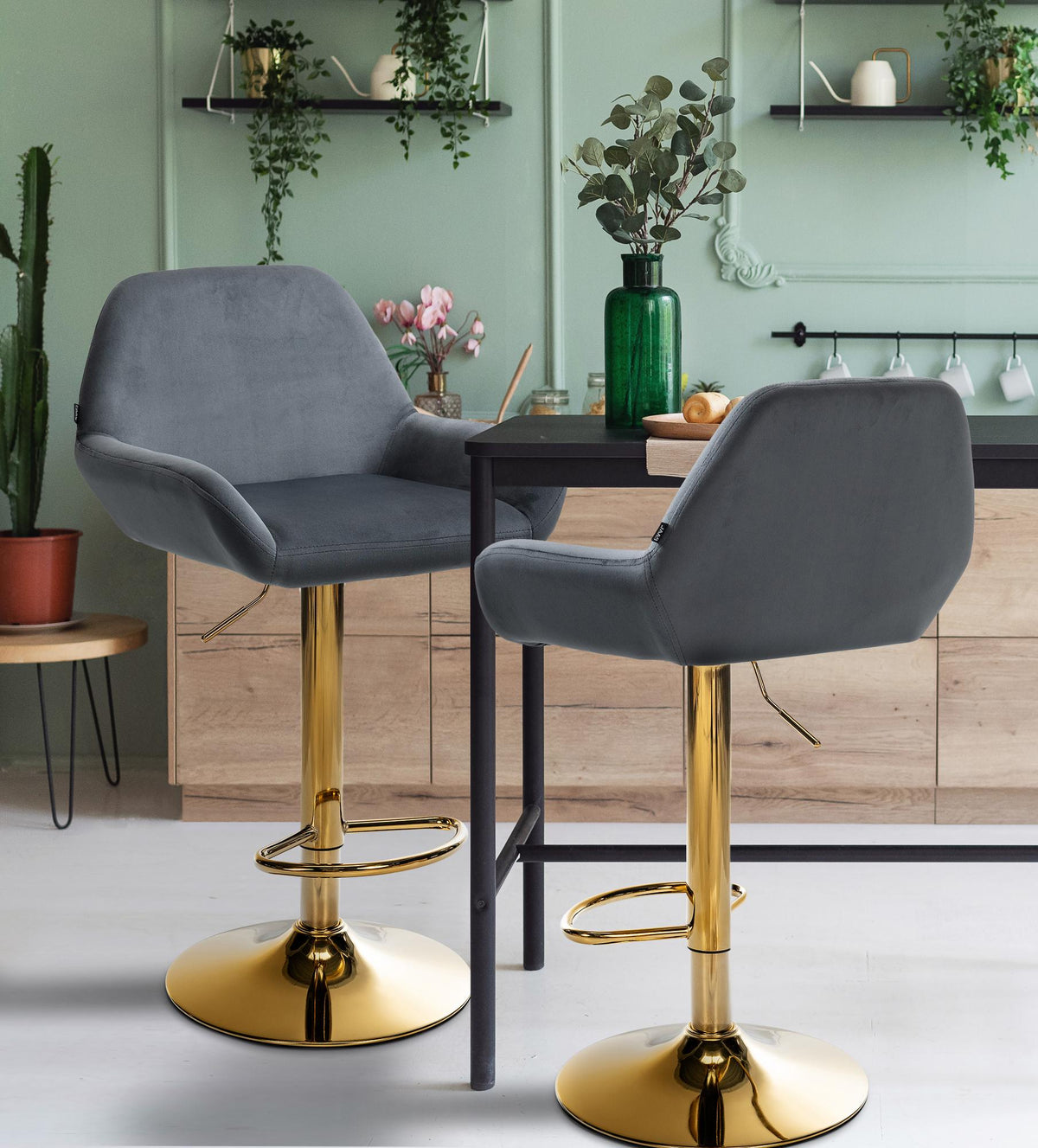 2-pack barstol Braga guld sammet