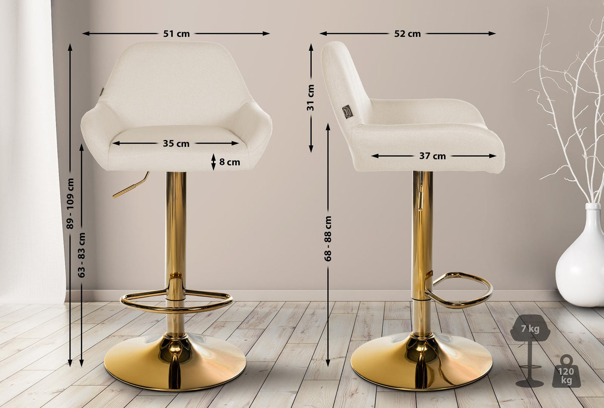 2-pack barstol Braga guld tyg