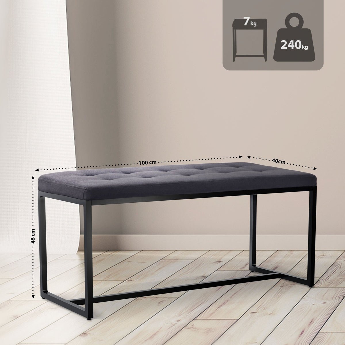 Sittbänk Barci med svart stativ
