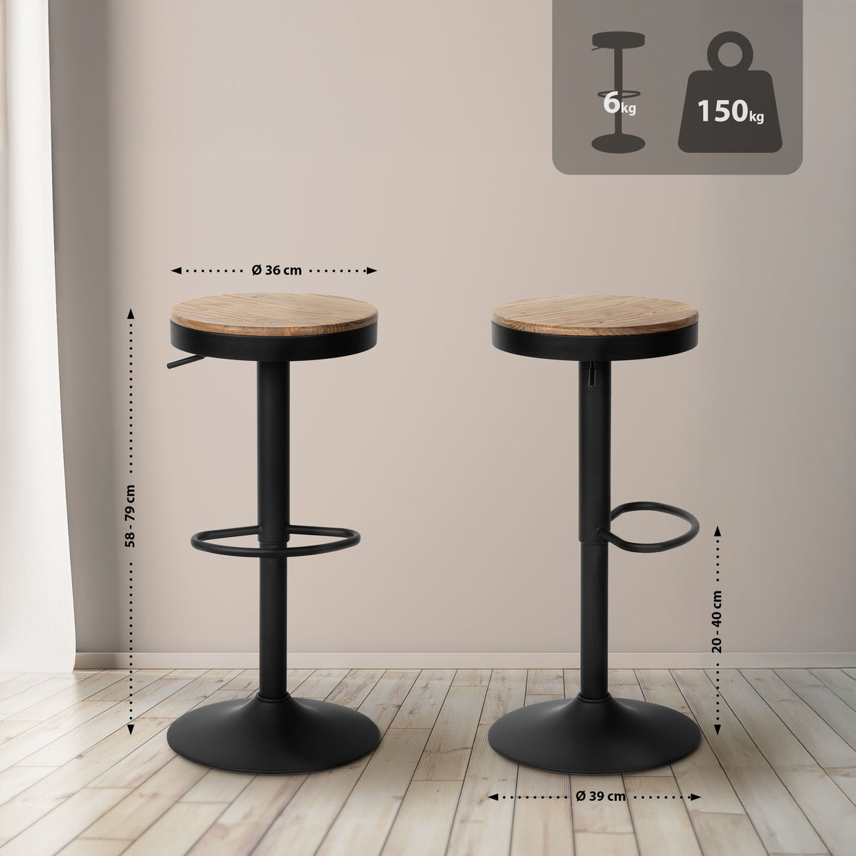 2-pack barstol Pitas almträ