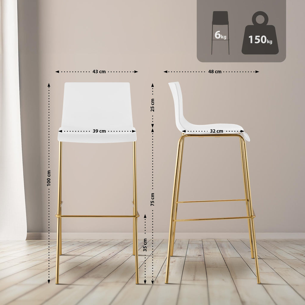 2-pack barstol Hover plast fyrbent stativ guld