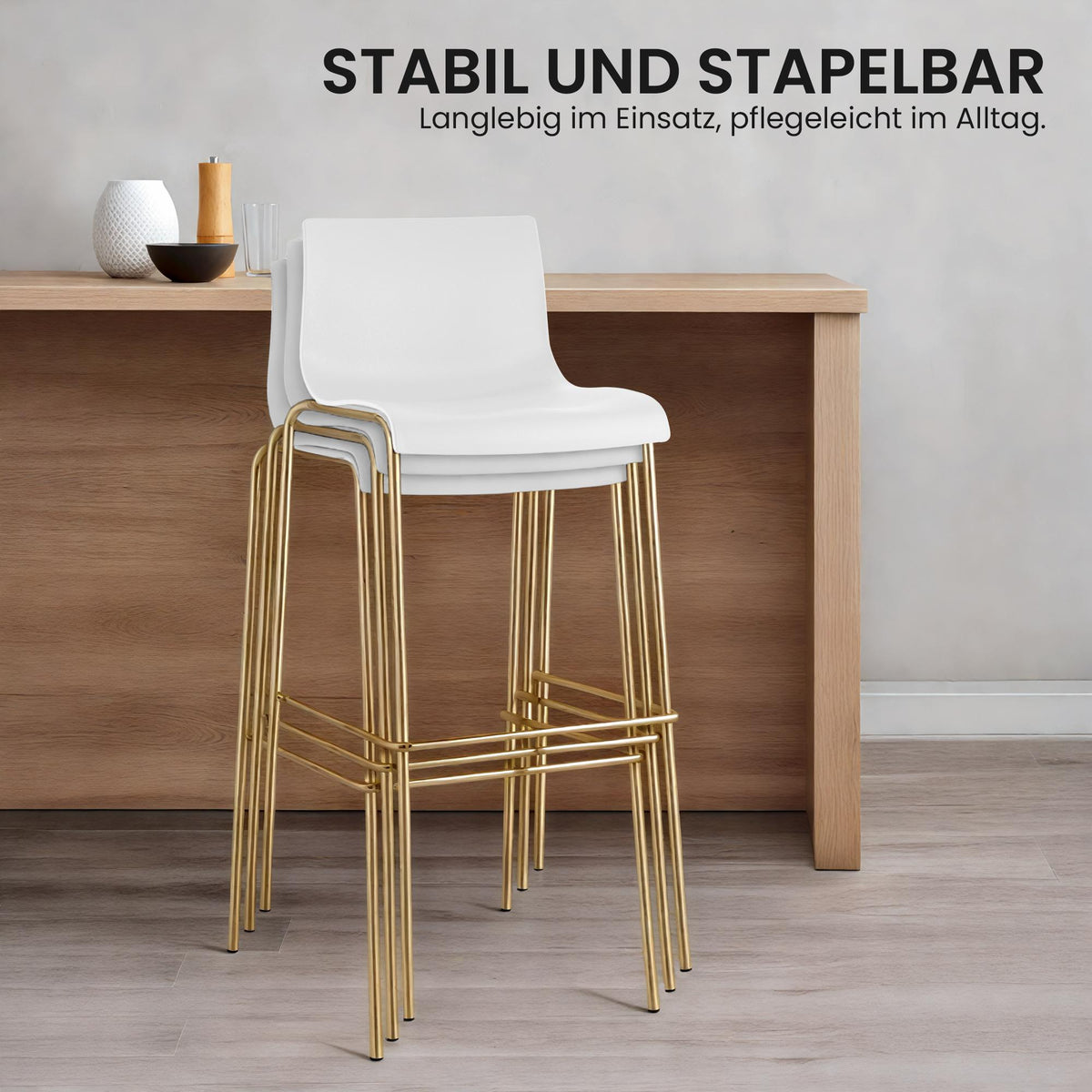 2-pack barstol Hover plast fyrbent stativ guld