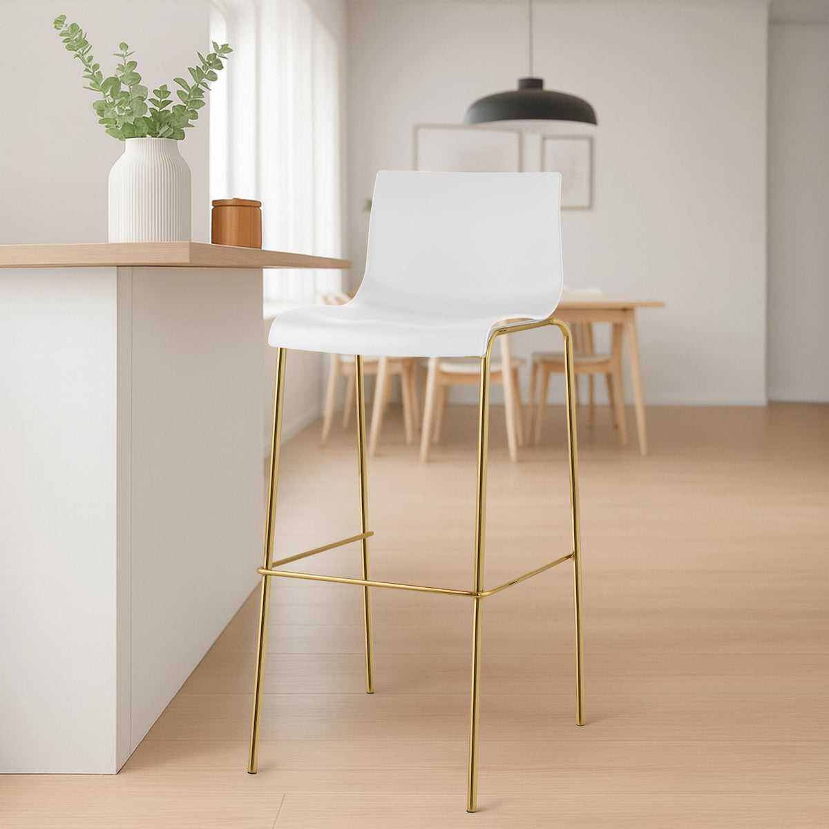 2-pack barstol Hover plast fyrbent stativ guld