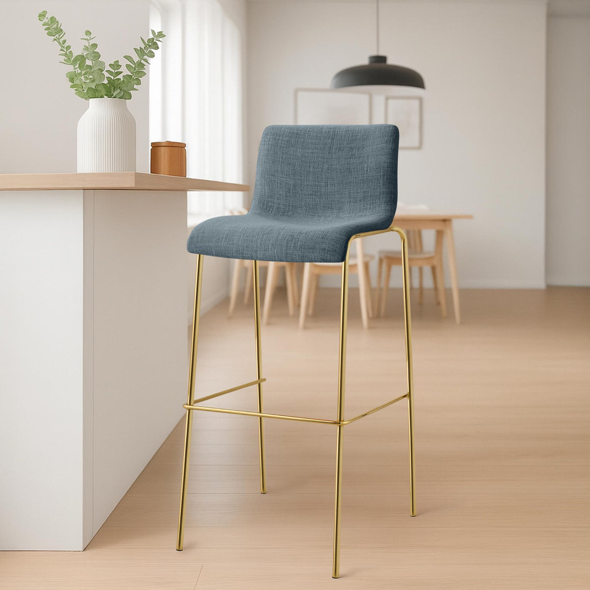 2-pack barstol Hover tyg fyrbent stativ guld
