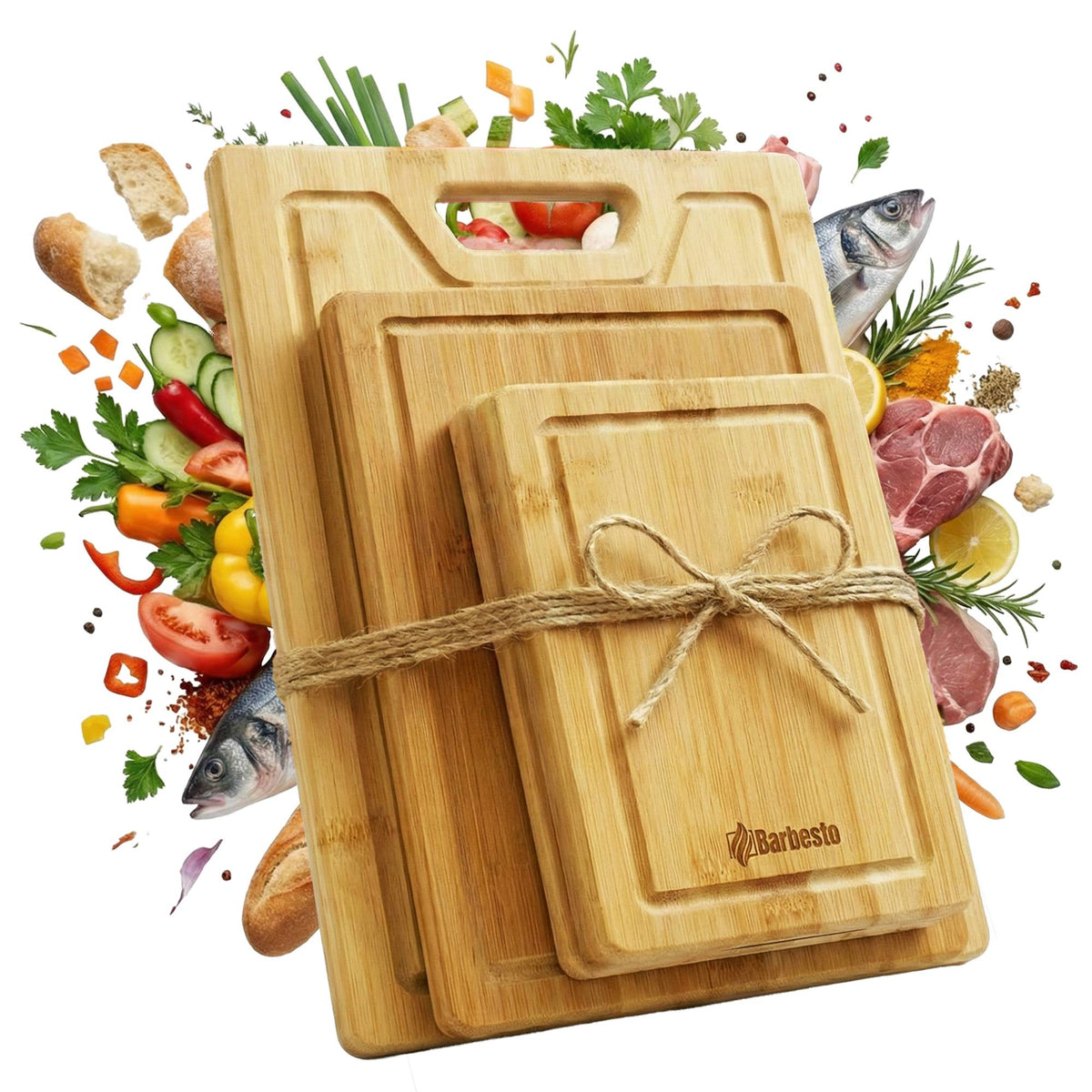 4-pack skärbrädor Bamio bambu