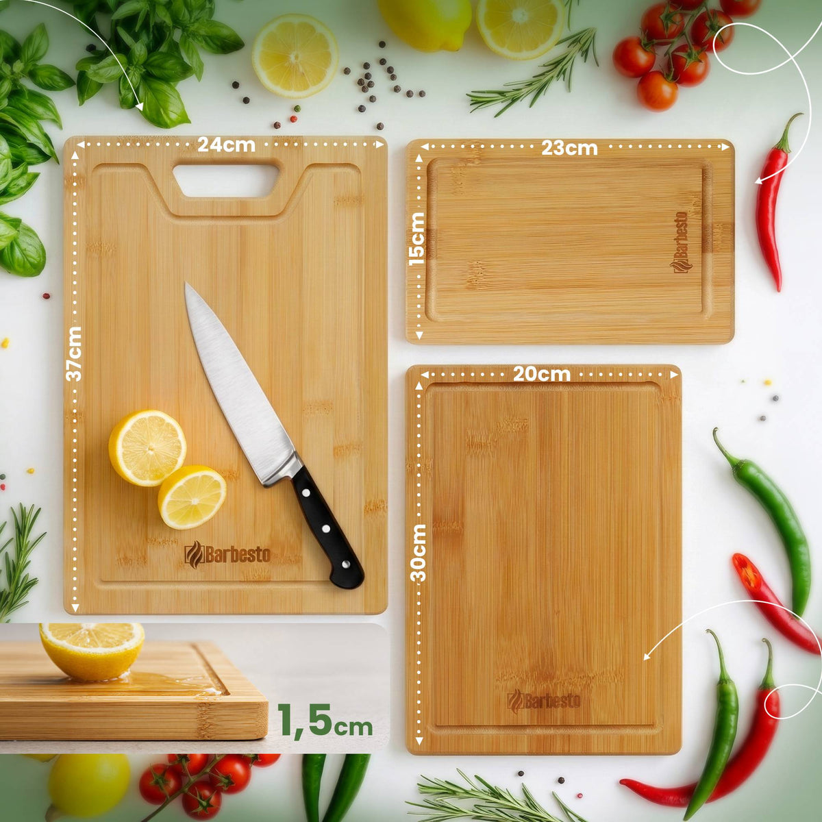 4-pack skärbrädor Bamio bambu