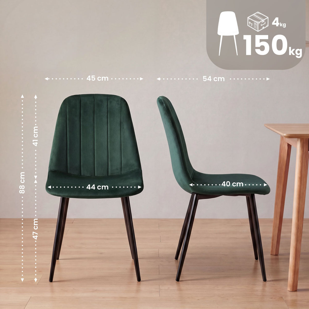 4-pack matstolar Baxter sammet
