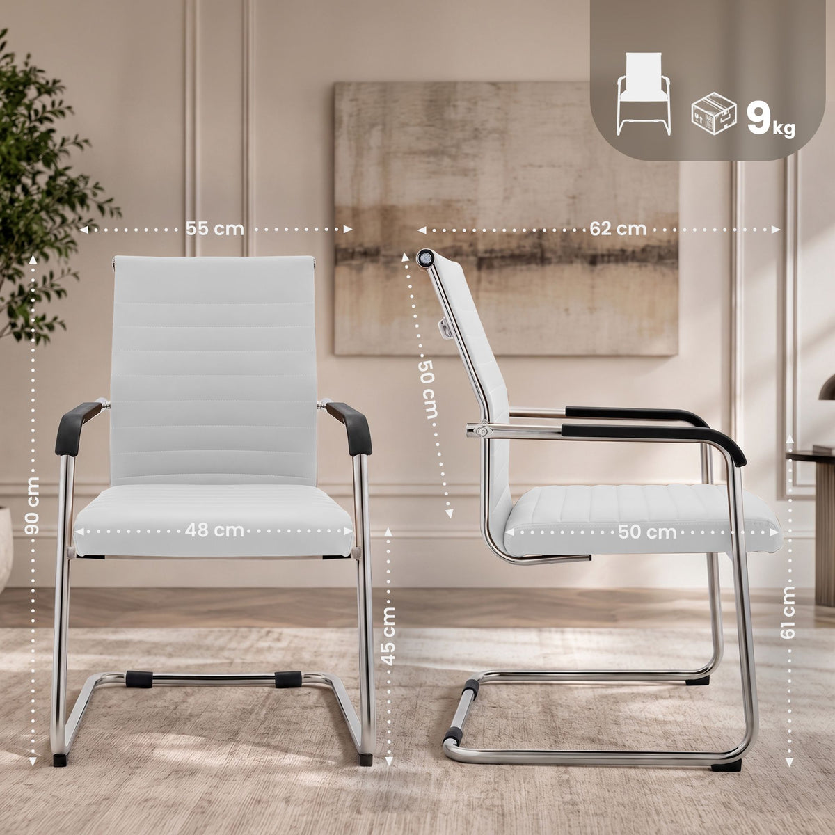 2-pack fribärande stol Hakon läderlook