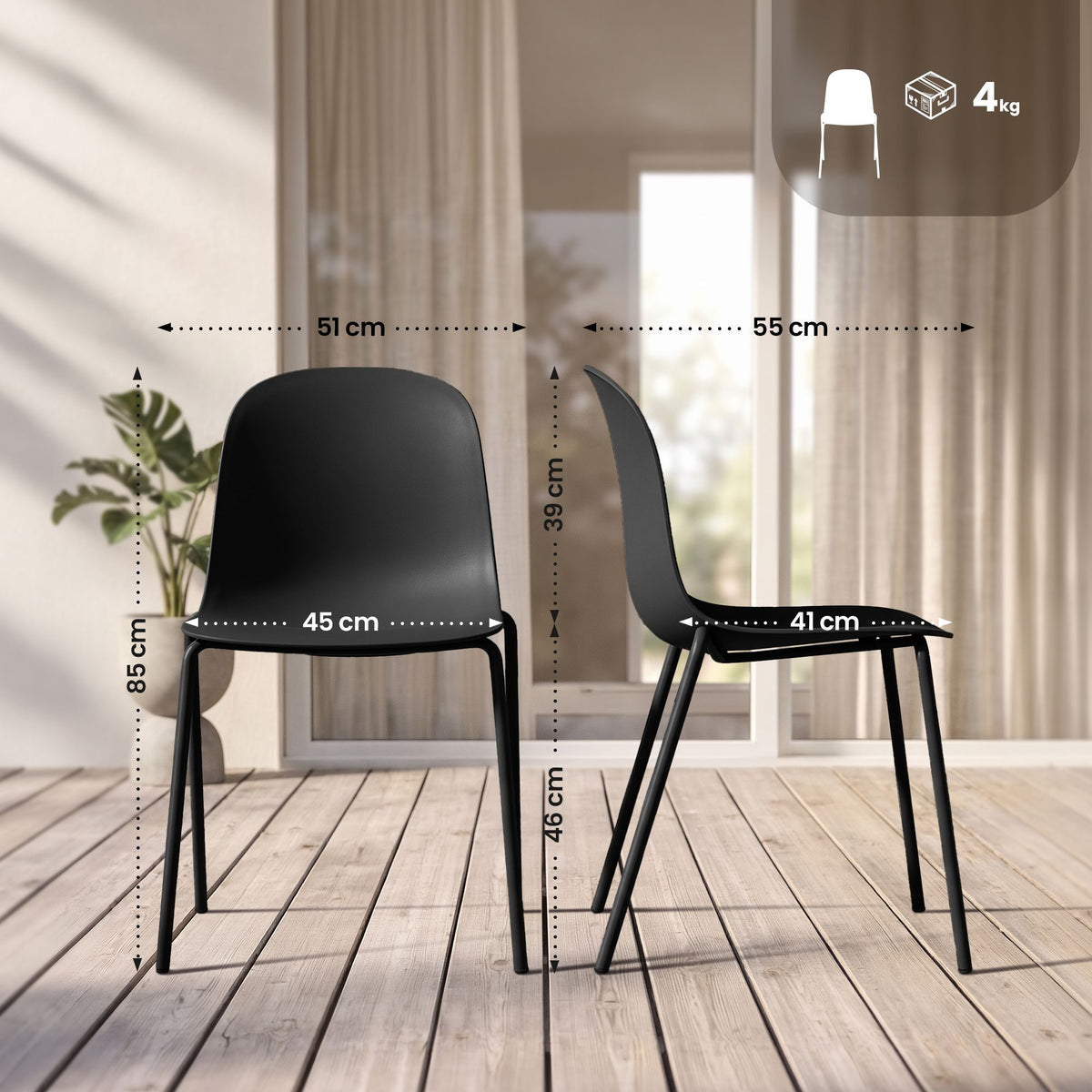 2-pack stapelbar stol Hardin