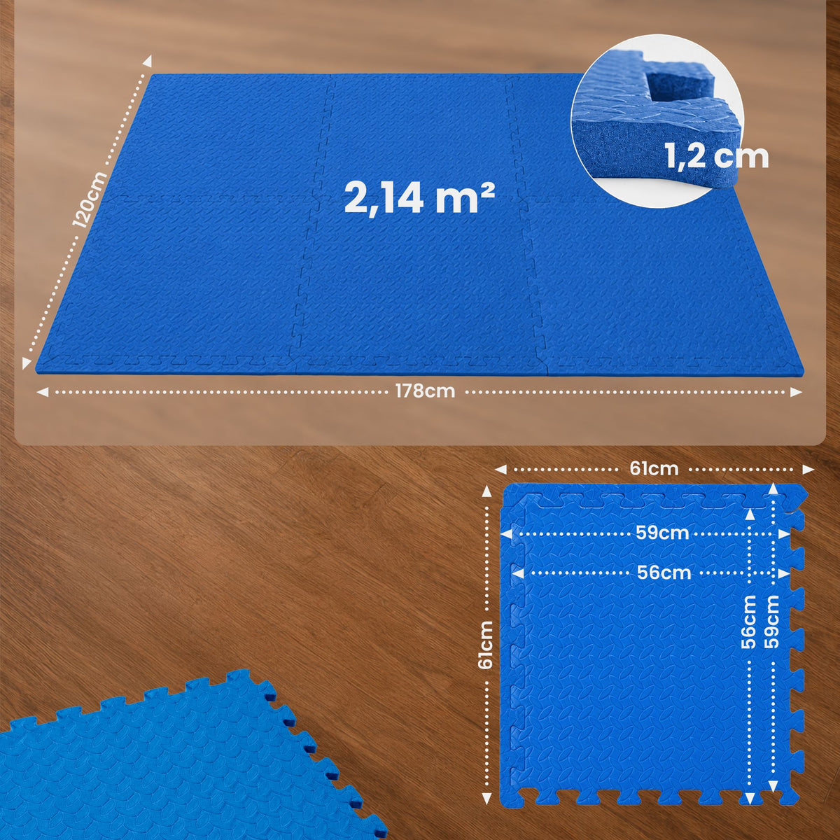 Golvskyddsmatta 61x61 cm 6-pack