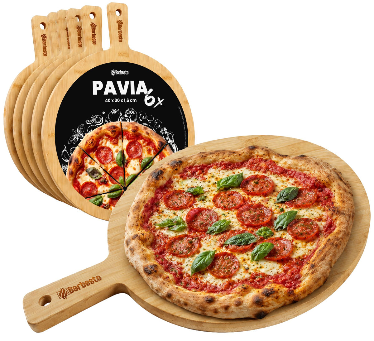 6-pack pizzabrädor Pavia bambu