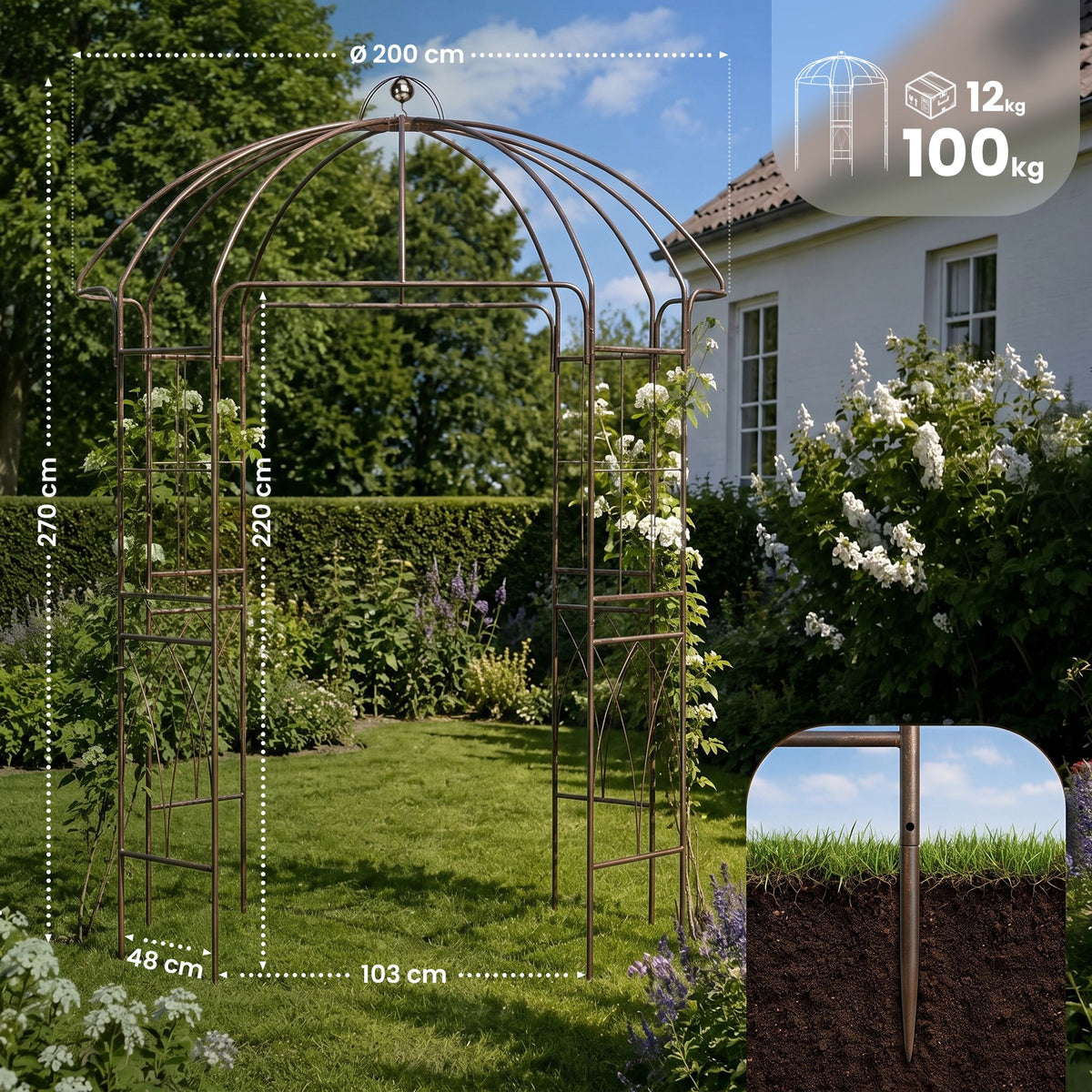Trädgårdspaviljong Keira med klätterstöd